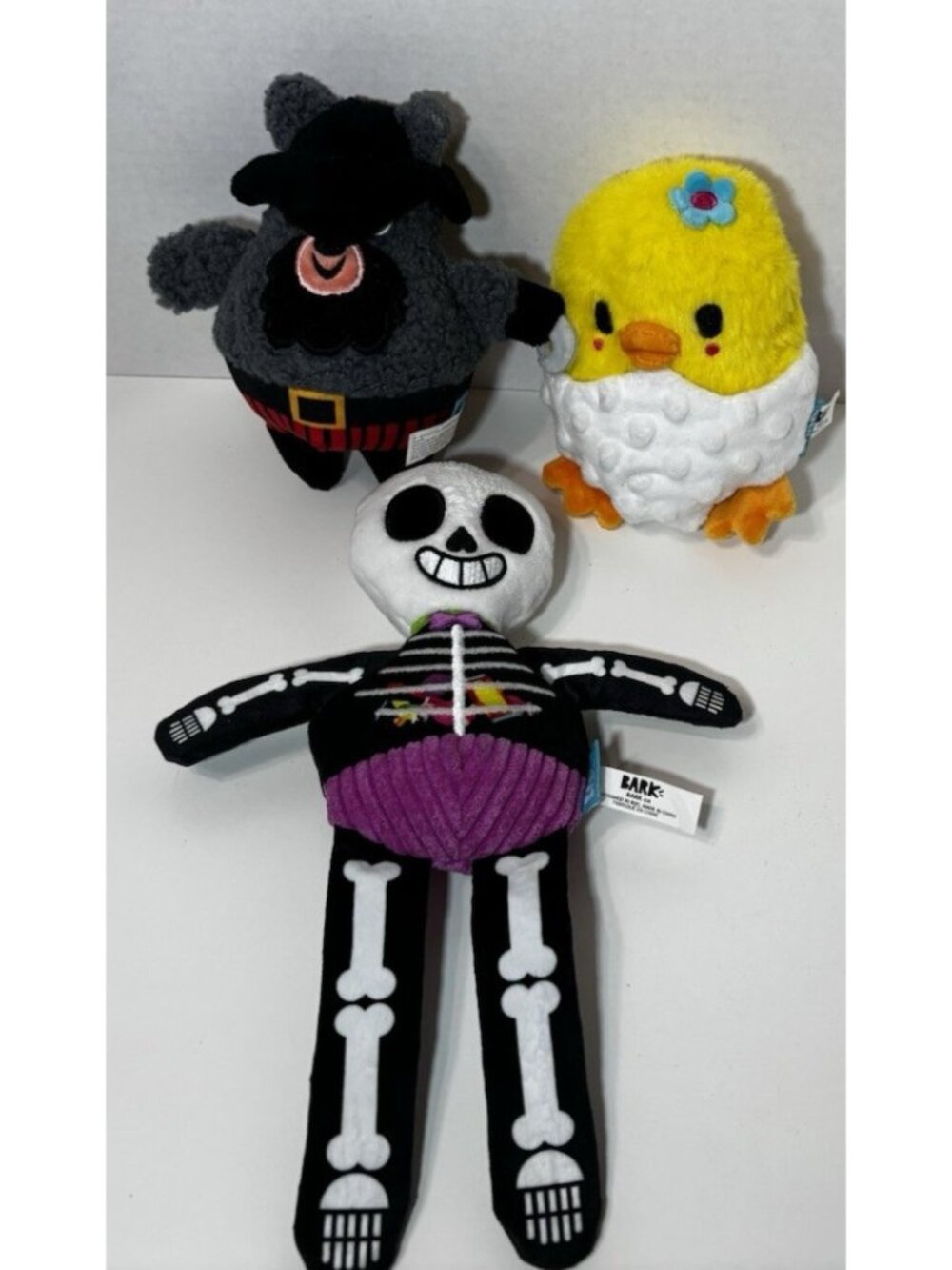 Bark Box Dog Toys Lot Of 3 Halloween Skeleton Pirate Sunny Spot Chick